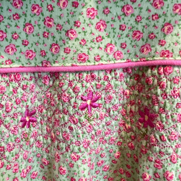 Okie Dokie Green and Pink Floral Smocked Jumpsuit One Piece 12M Baby Girl - Picture 3 of 7